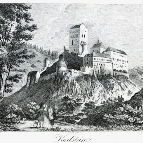 Litografie Heber Karlštejn