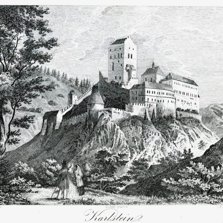 Litografie Heber Karlštejn